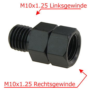 Spiegeladapter M10 auf M10 schwarz Gewinde-Adapter...