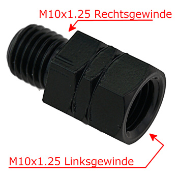 Spiegeladapter M10 auf M10 schwarz Gewinde-Adapter...